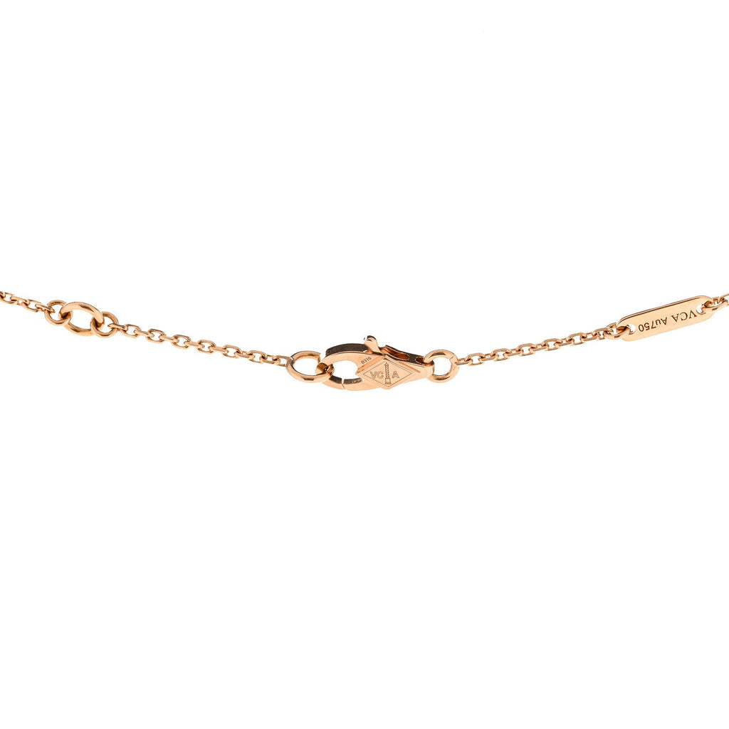 18K Rose Gold Carnelian Sweet Alhambra Pendant Necklace