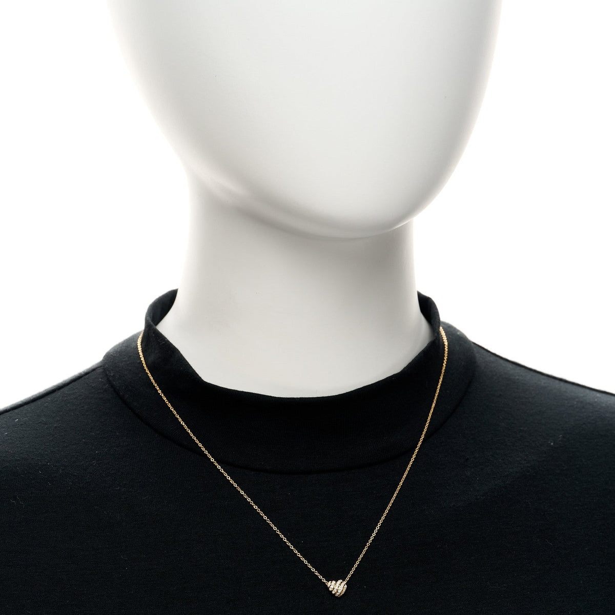 18K Yellow Gold Diamond Cable Heart Pave Pendant Necklace