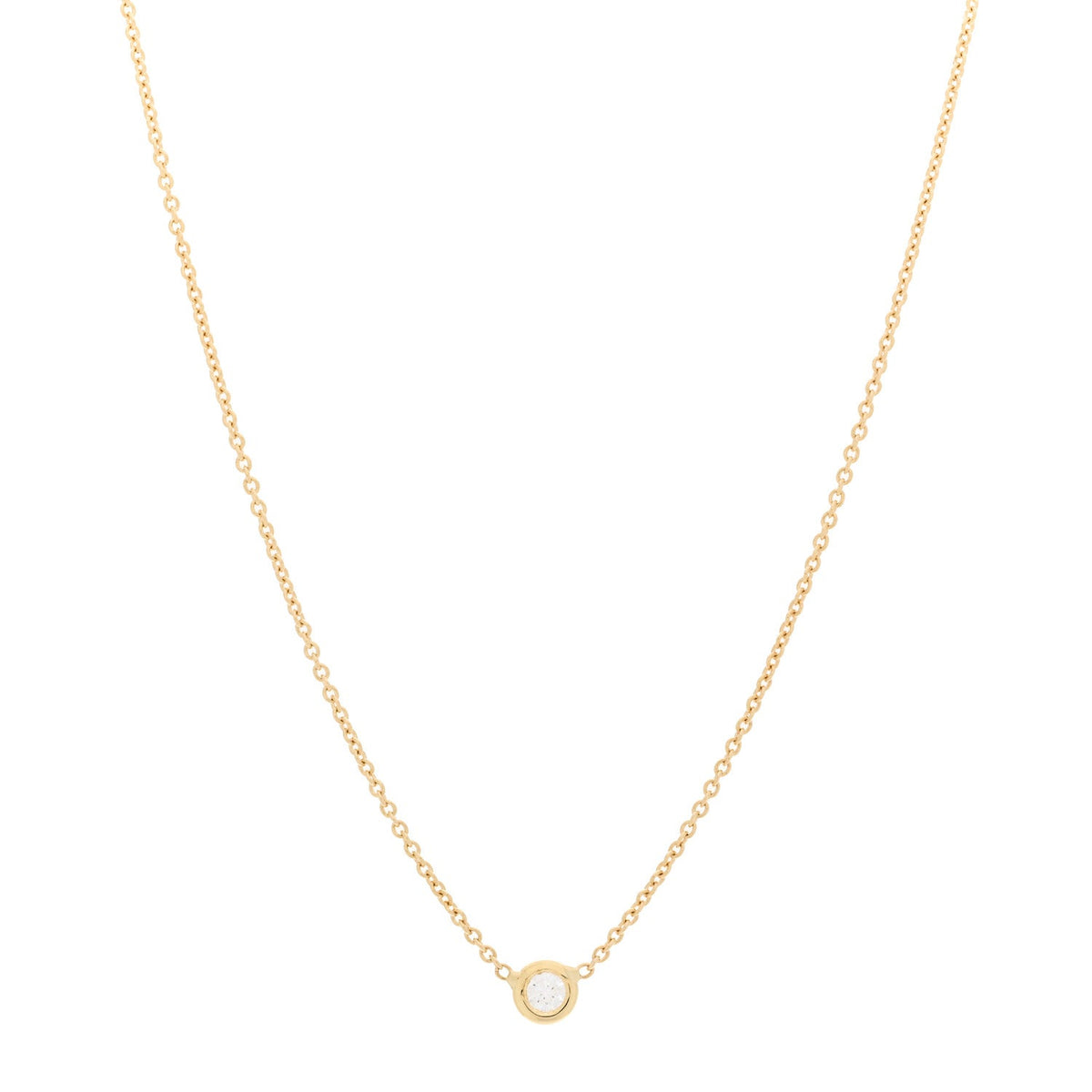18K Yellow Gold Diamond .19ct Diamonds By The Inch Solitaire Necklace