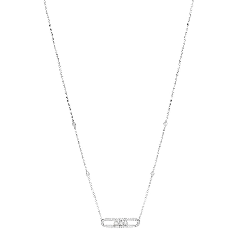 18K White Gold Diamond Baby Move Pave Necklace