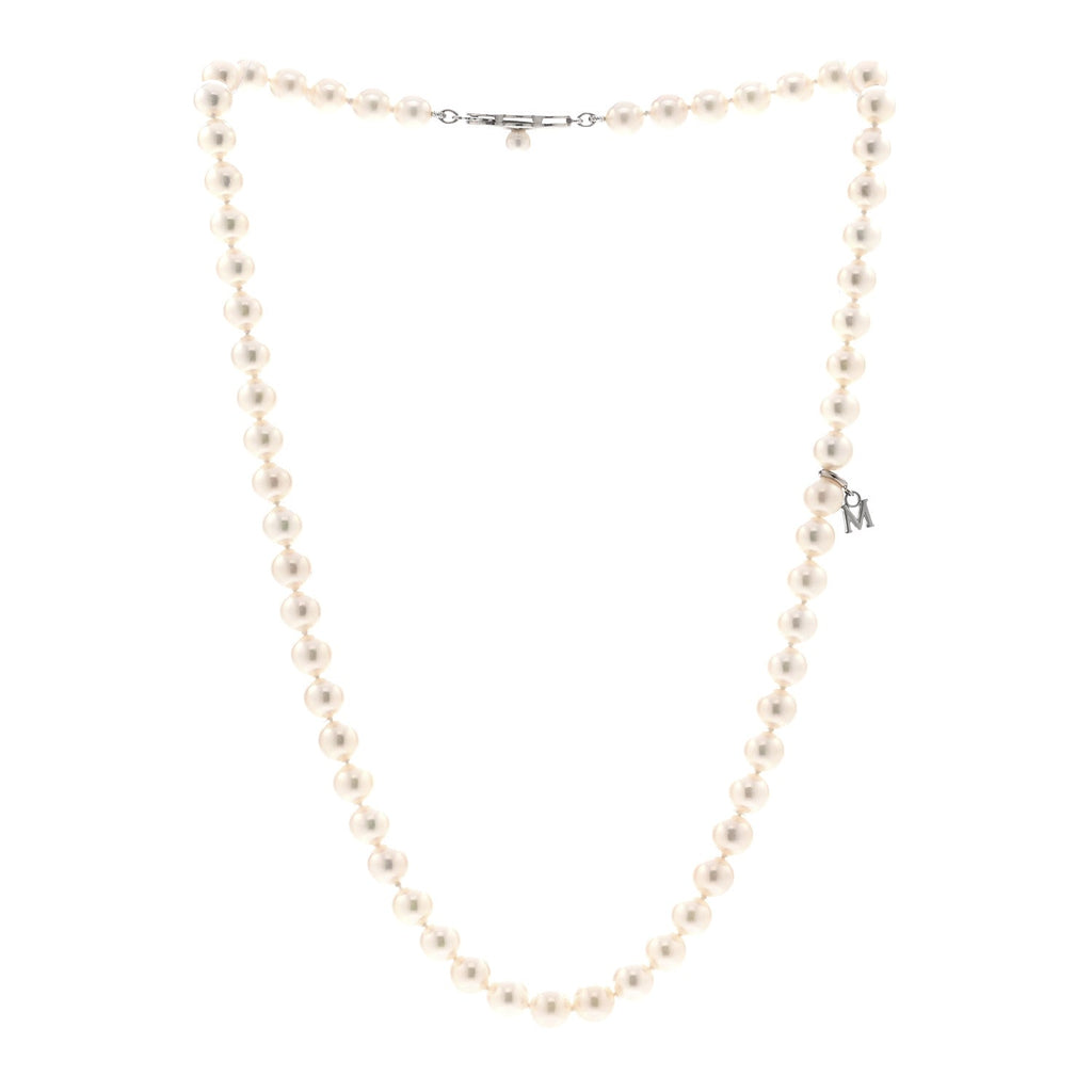 18K White Gold Akoya Cultured Pearl 6-6.5mm Strand Necklace 16"