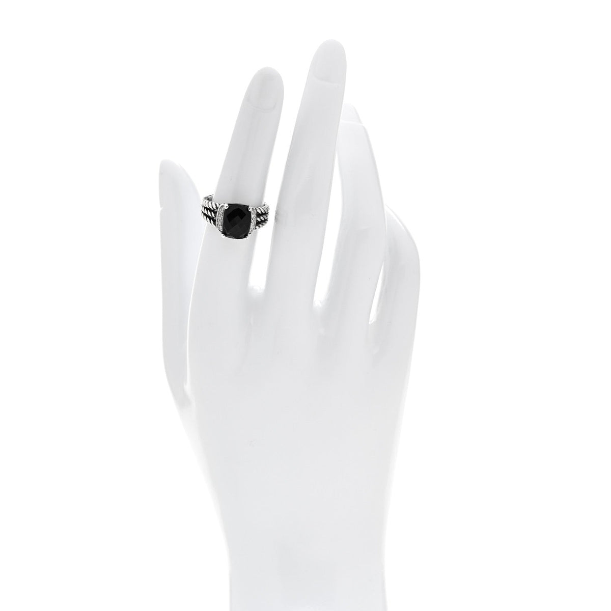 Sterling Silver Diamond Black Onyx 10mm Petite Wheaton Ring 51 5.75