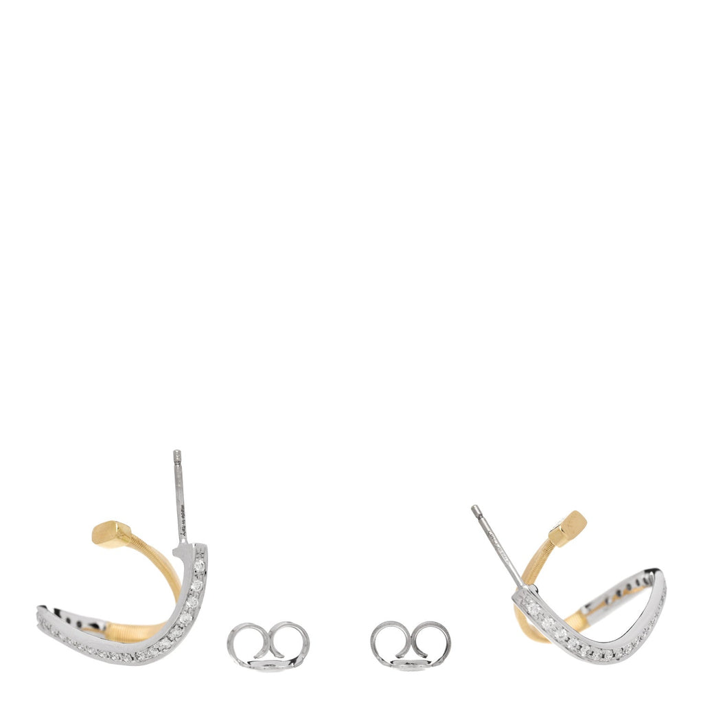 18K Yellow White Gold Diamond Marrakech Coil Hoop Earrings