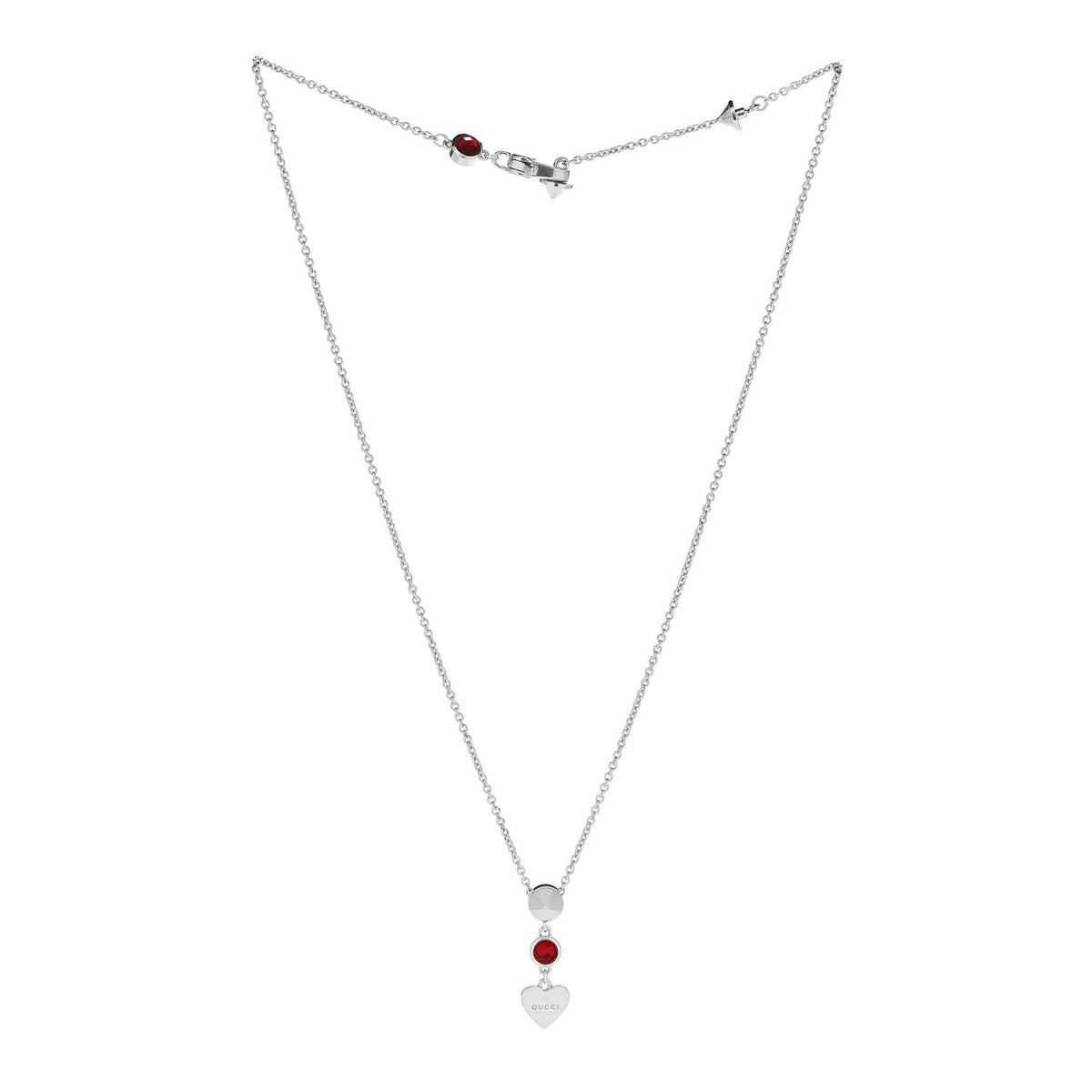 Sterling Silver Crystal Trademark Heart Pendant Necklace Red