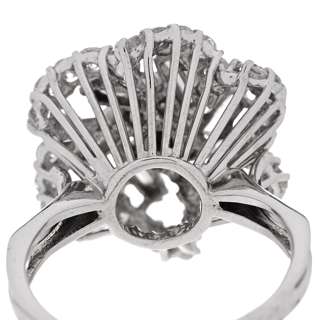 18K White Gold Diamond 1.80ctw Flower Spiral Cocktail Ring 52 6