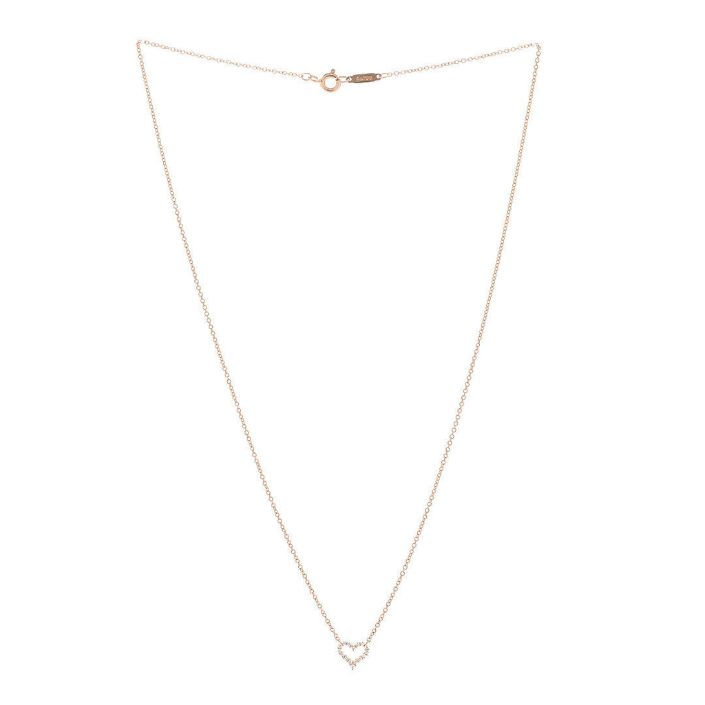 18K Rose Gold Diamond Extra Mini Heart Pendant Necklace