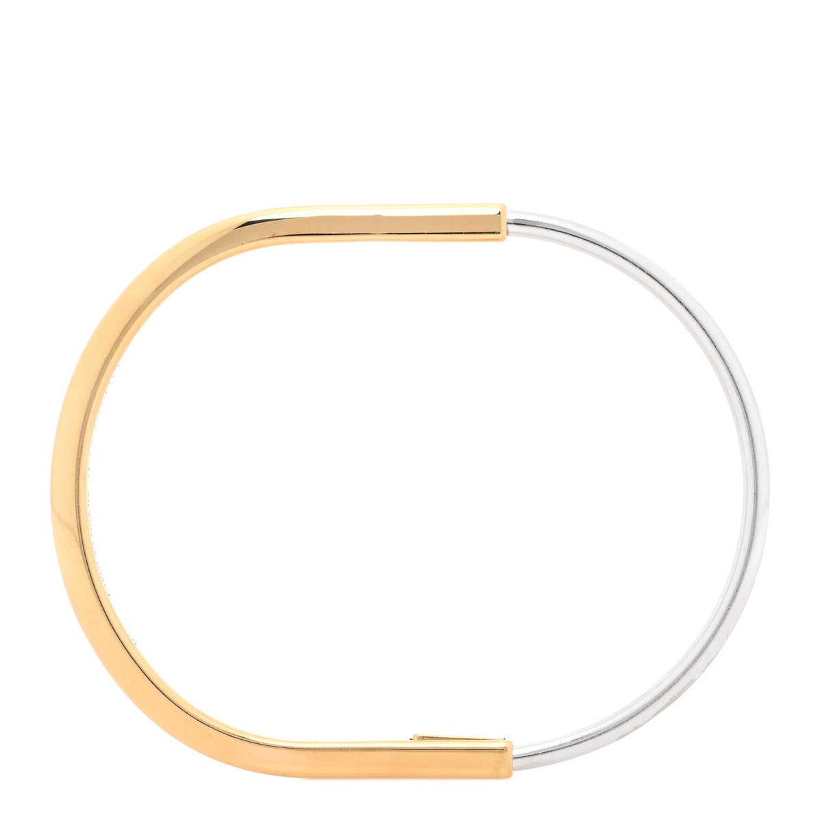 18K Yellow White Gold Lock Narrow Bangle Bracelet