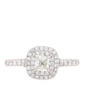 Platinum Diamond .21ct Soleste Cushion Cut Double Halo Engagement Ring 50 5.5