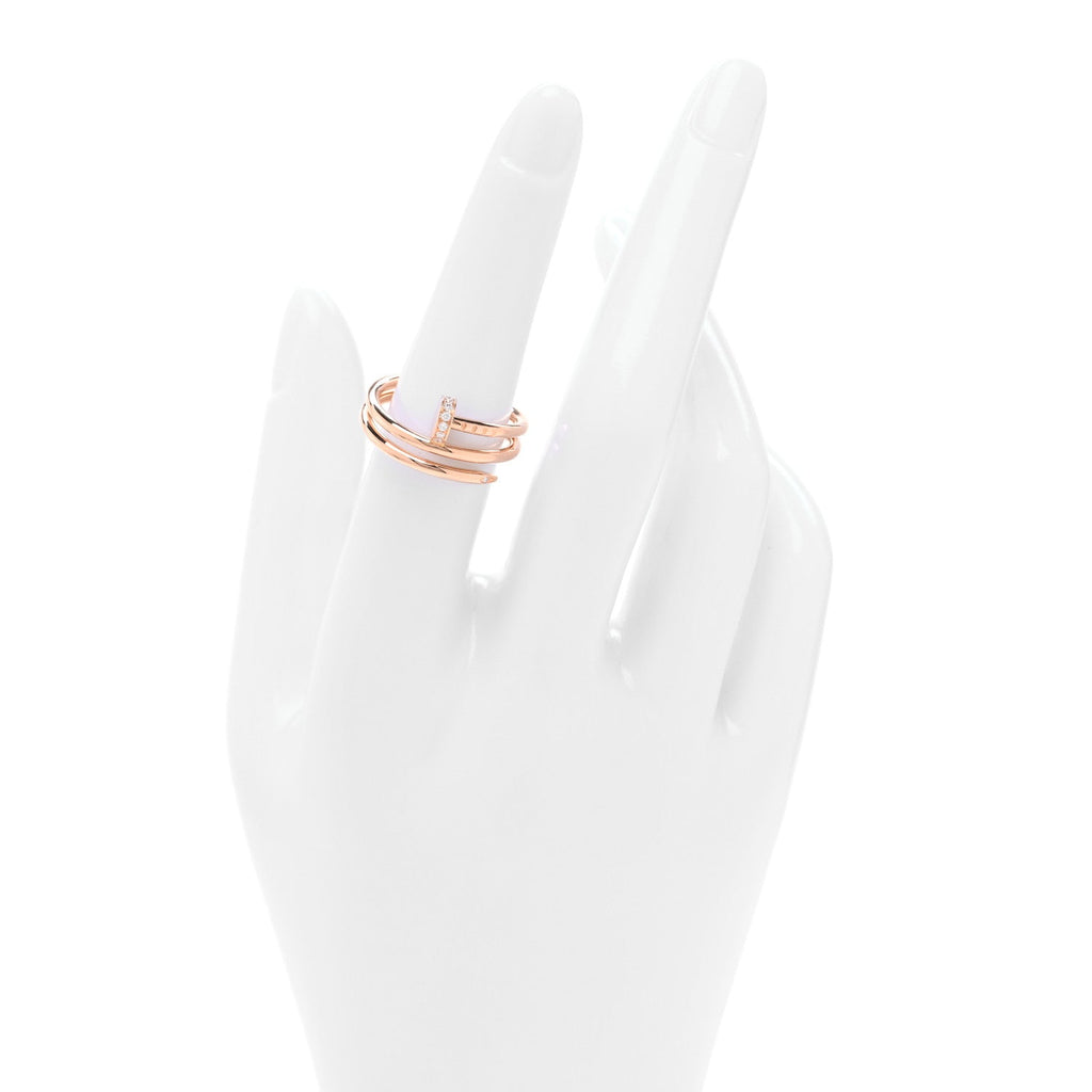 18K Pink Gold Diamond Double Juste Un Clou Ring  54 7