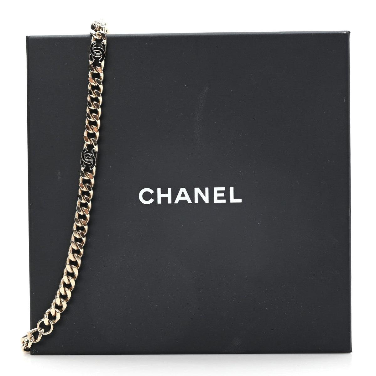 Metal Enamel Chain CC Choker Gold Black