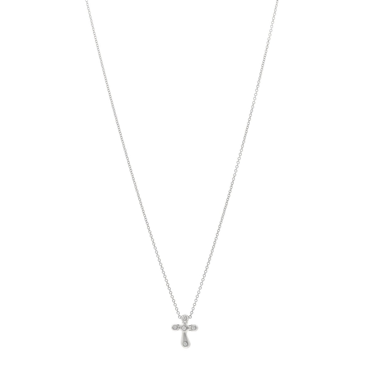 Platinum Diamond 9mm Elsa Peretti Cross Pendant Necklace