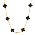 18K Yellow Gold Black Onyx 10 Motifs Vintage Alhambra Necklace