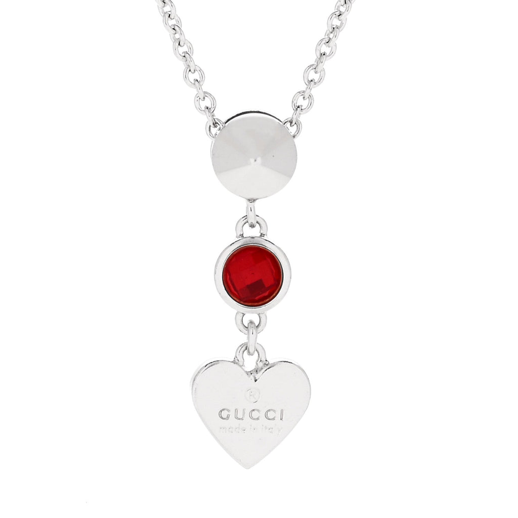 Sterling Silver Crystal Trademark Heart Pendant Necklace Red