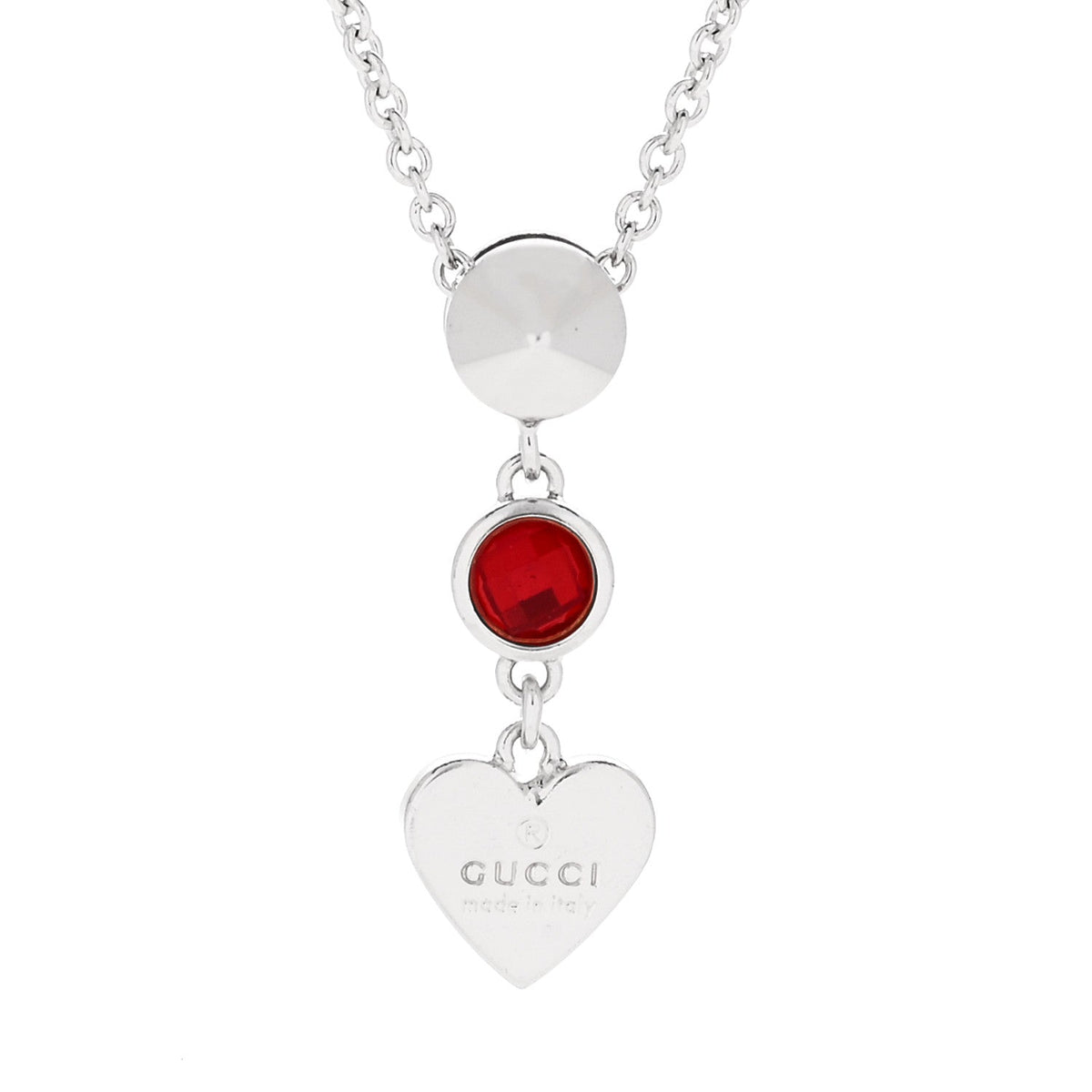 Sterling Silver Crystal Trademark Heart Pendant Necklace Red
