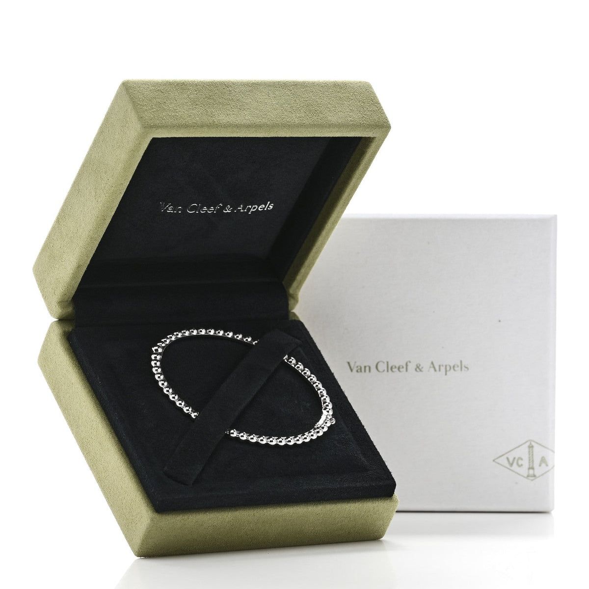 18K White Gold Perlee Pearls of Gold Bracelet S