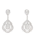 18K White Gold Diamond 10.19ctw Ornate Baguette Round Cut Drop Earrings