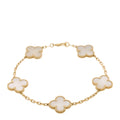 18K Yellow Gold Mother of Pearl 5 Motifs Vintage Alhambra Bracelet