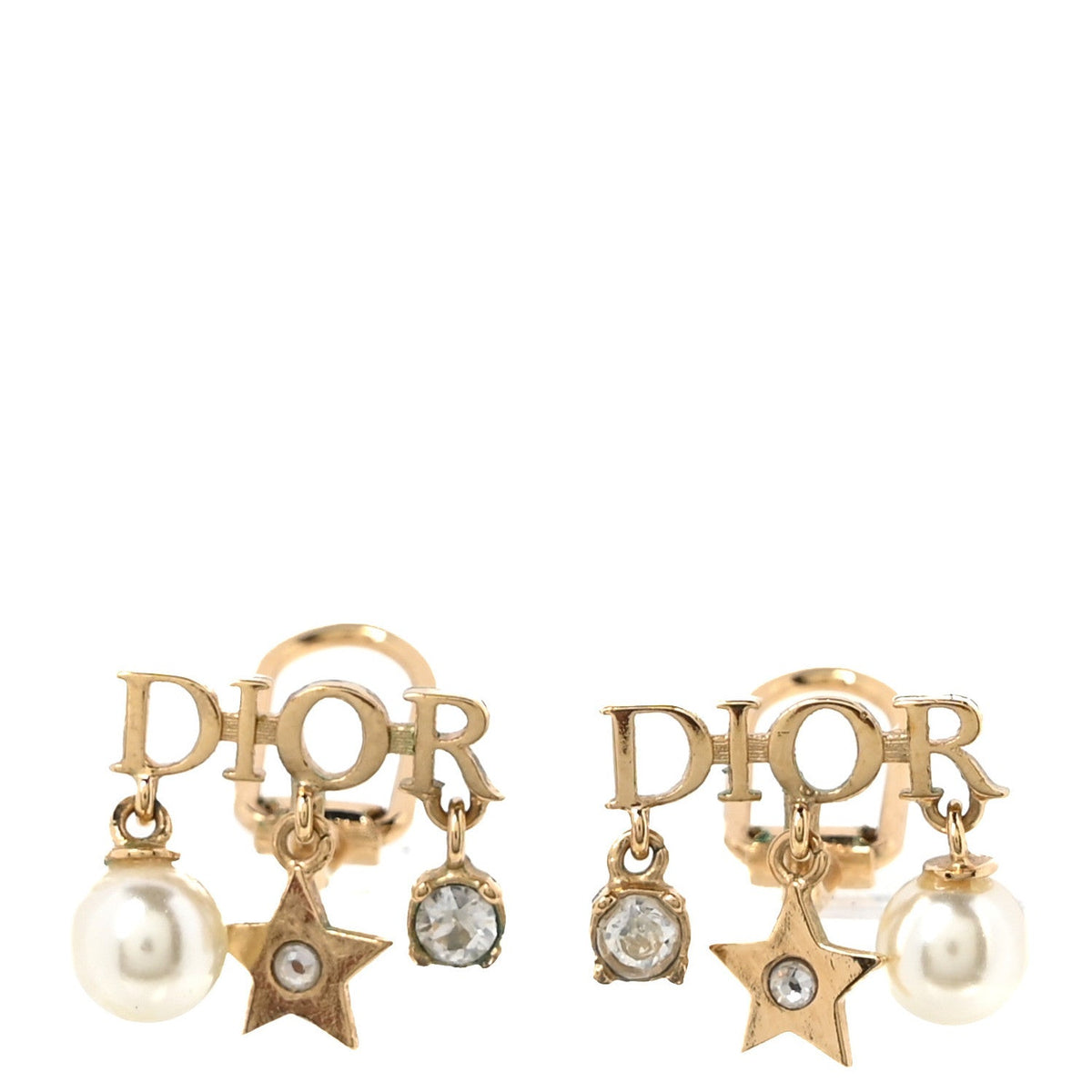 Pearl Crystal Dio(r)evolution Star Clip On Earrings Gold