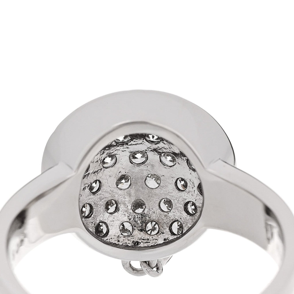 18K White Gold Diamond .60ctw Round Pave Charm Ring  53 6.25