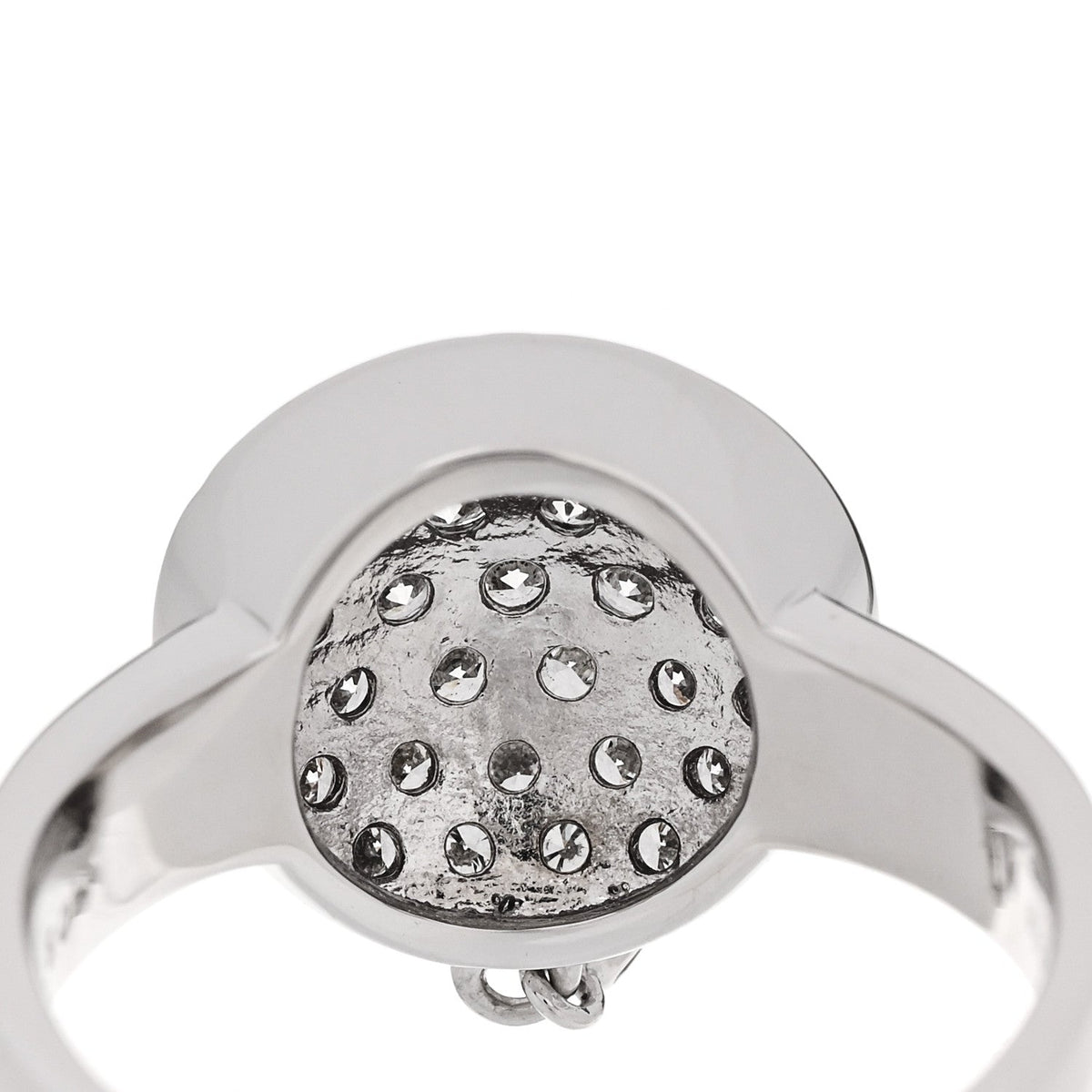 18K White Gold Diamond .60ctw Round Pave Charm Ring  53 6.25