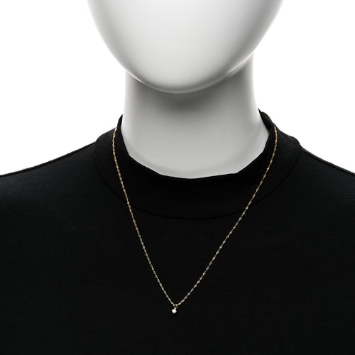 14K Yellow Gold Diamond .08ct Solitaire Pendant Necklace