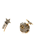 Crystal Bee Star Tribal Earrings Aged Gold