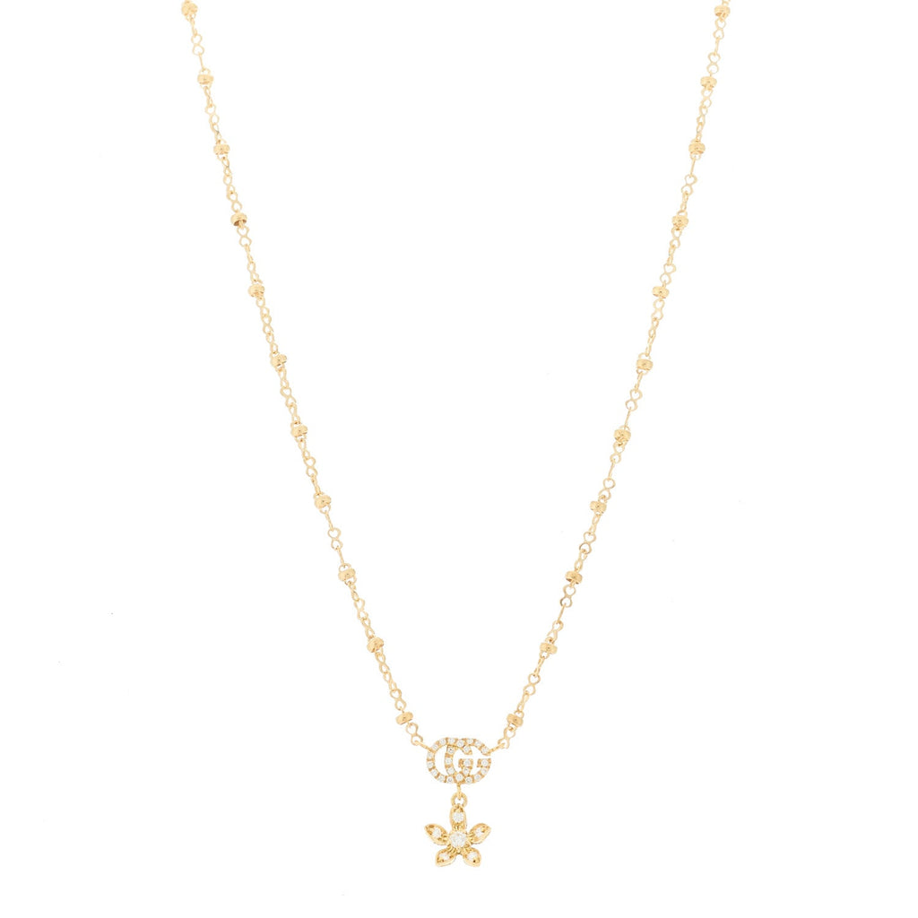 18K Yellow Gold Diamond Flora Necklace