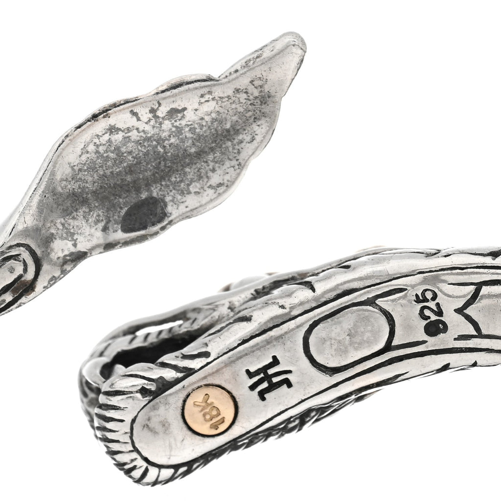 Sterling Silver 18K Yellow Gold Legends Naga Dragon Bypass Cuff Bracelet