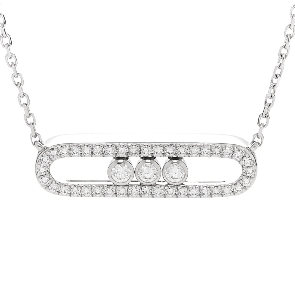 18K White Gold Diamond Baby Move Pave Necklace