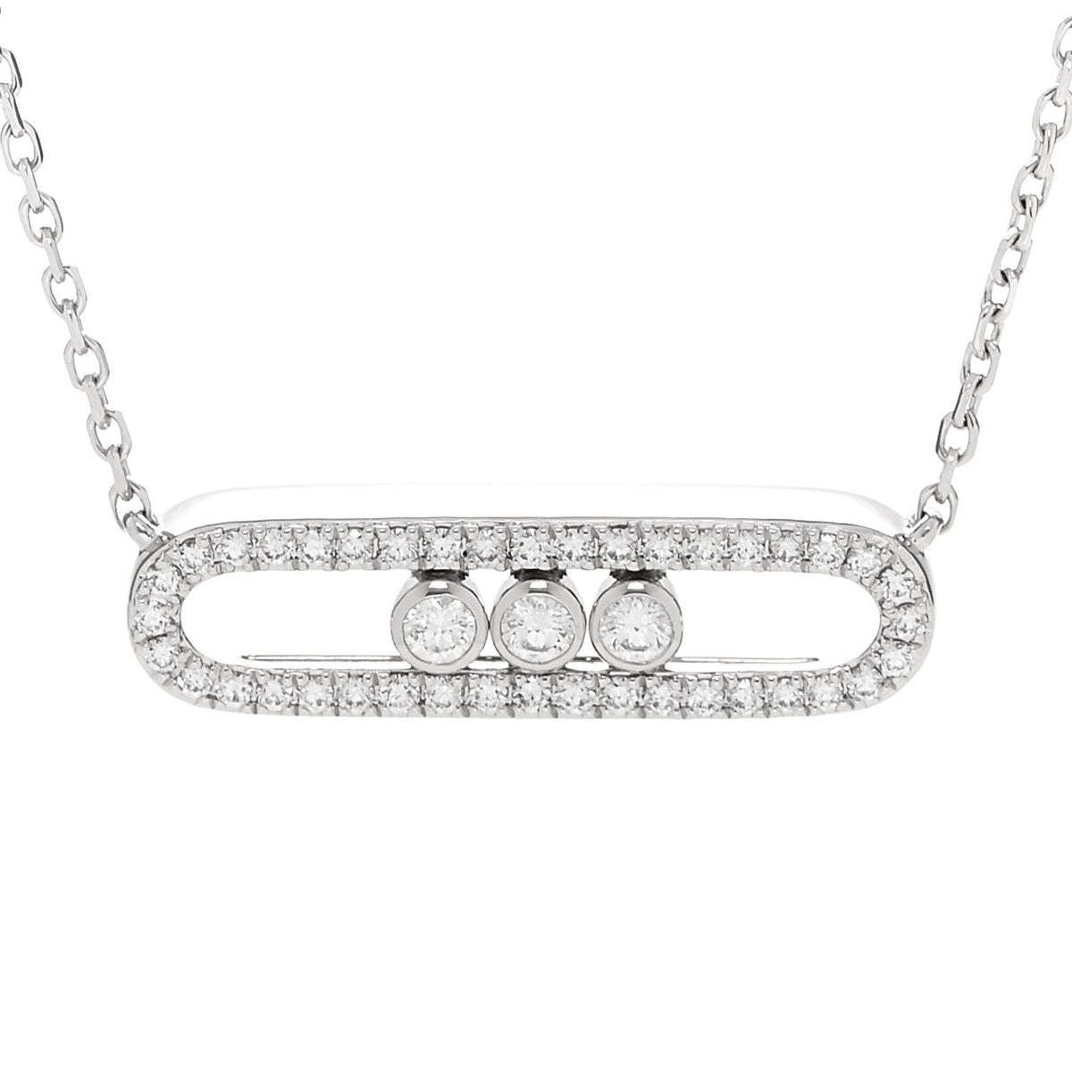 18K White Gold Diamond Baby Move Pave Necklace