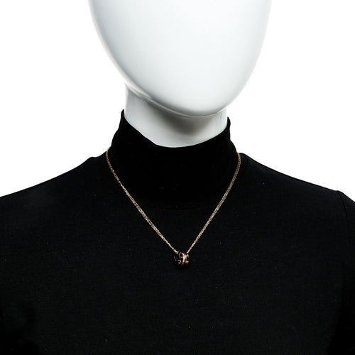 18K Pink Gold Ceramic Diamond Three Ring LOVE Pendant Necklace