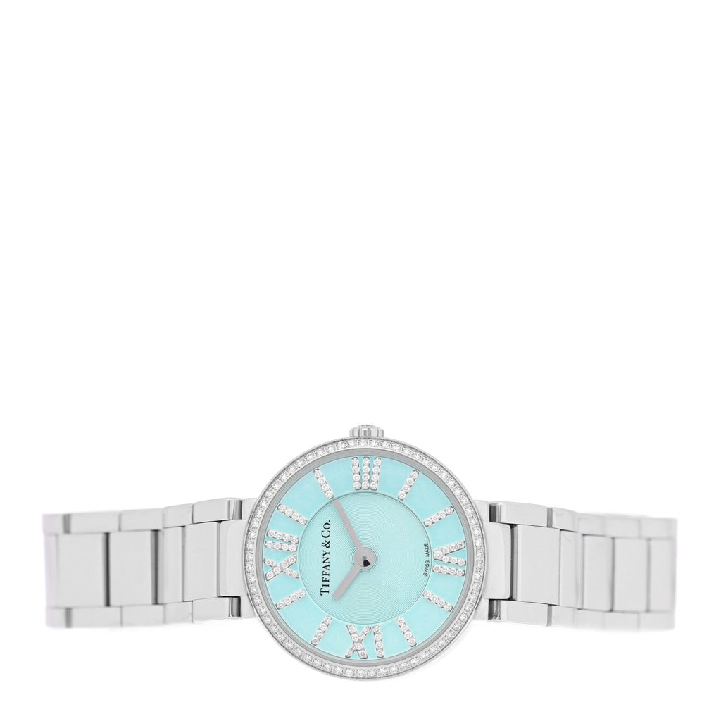 Stainless Steel Diamond Bezel 24mm Atlas 2-Hand Quartz Watch Ice Blue