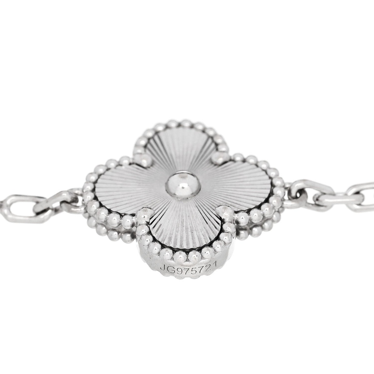 18K White Gold 5 Motifs Guilloche Vintage Alhambra Bracelet