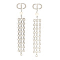 Crystal Pearl CD Drop Earrings Silver