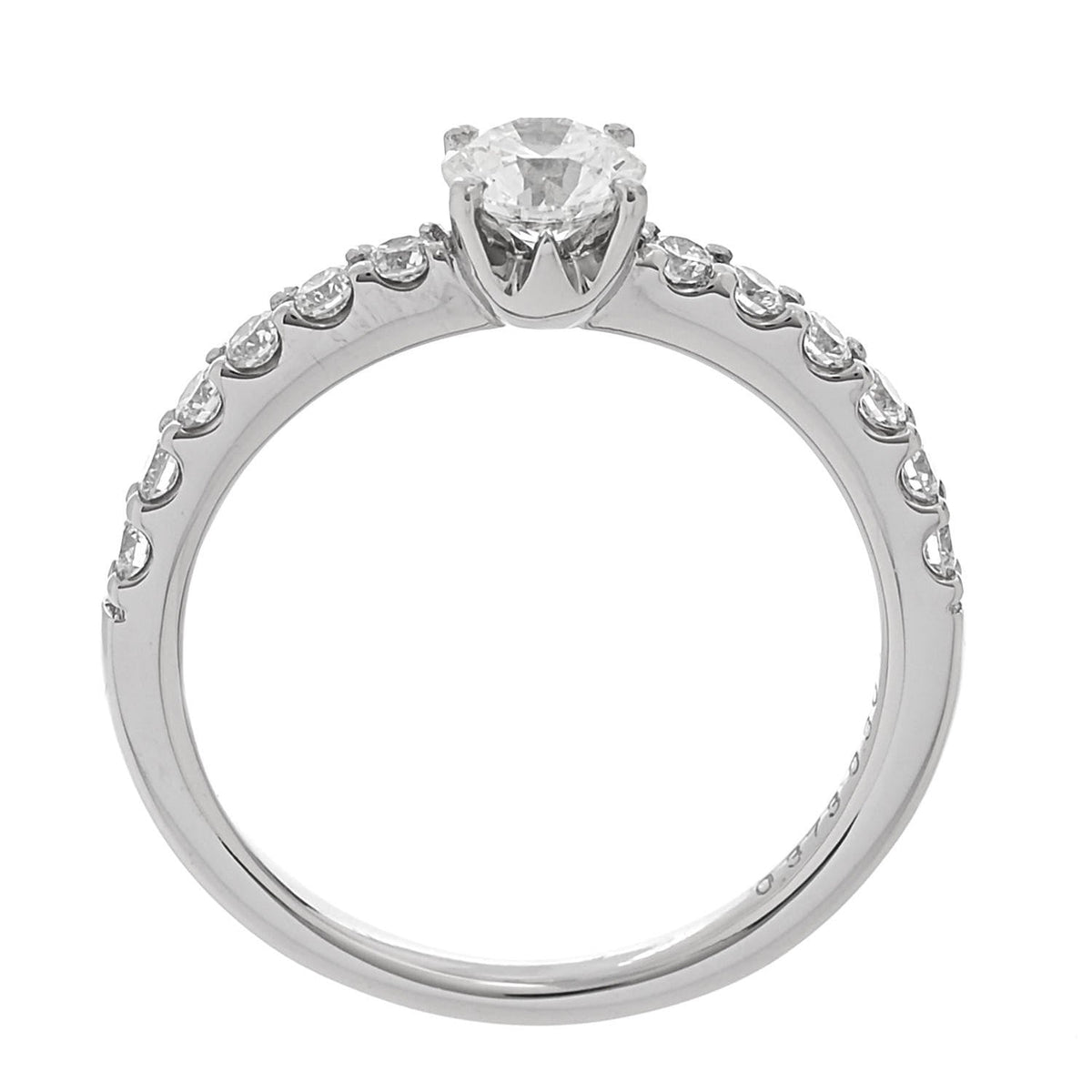Platinum Diamond .37ct Round Cut Solitaire Half Eternity Engagement Ring  49 5