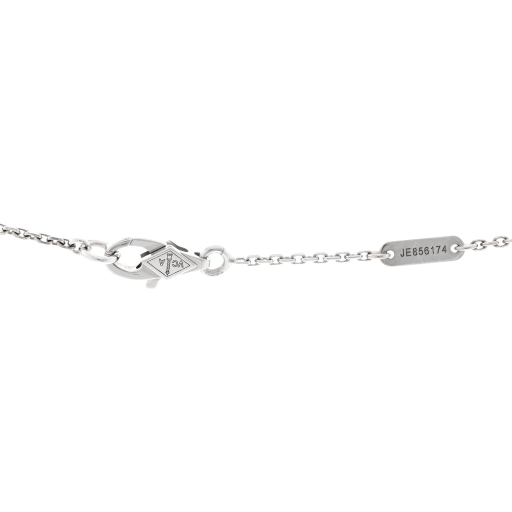 18K White Gold Diamond Sweet Alhambra Pendant Necklace