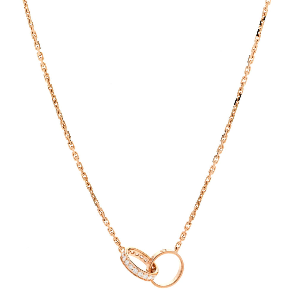 18K Pink Gold Diamond Interlocking LOVE Necklace