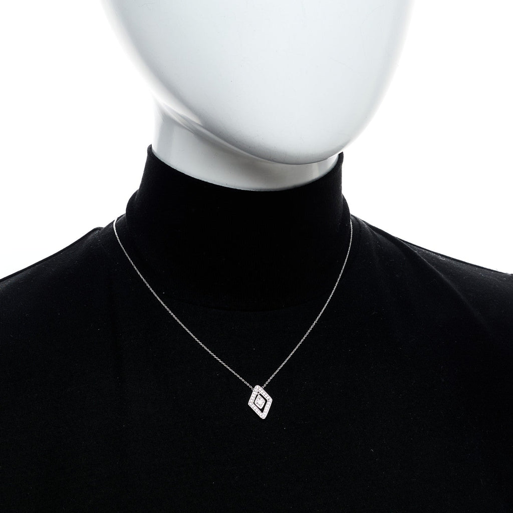 18K White Gold Diamond Diamante Necklace