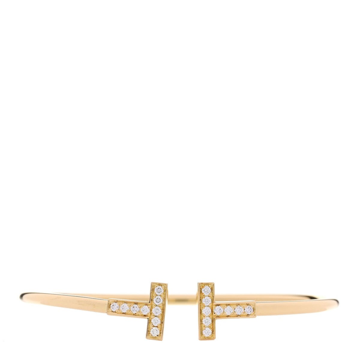 18K Yellow Gold Diamond T Wire Bracelet