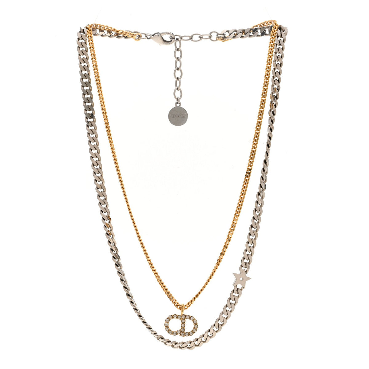 Metal Crystal CD Star Chain Necklace Gold Silver