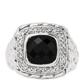 Sterling Silver Black Garnet Diamond Classic Chain Ring 52 6