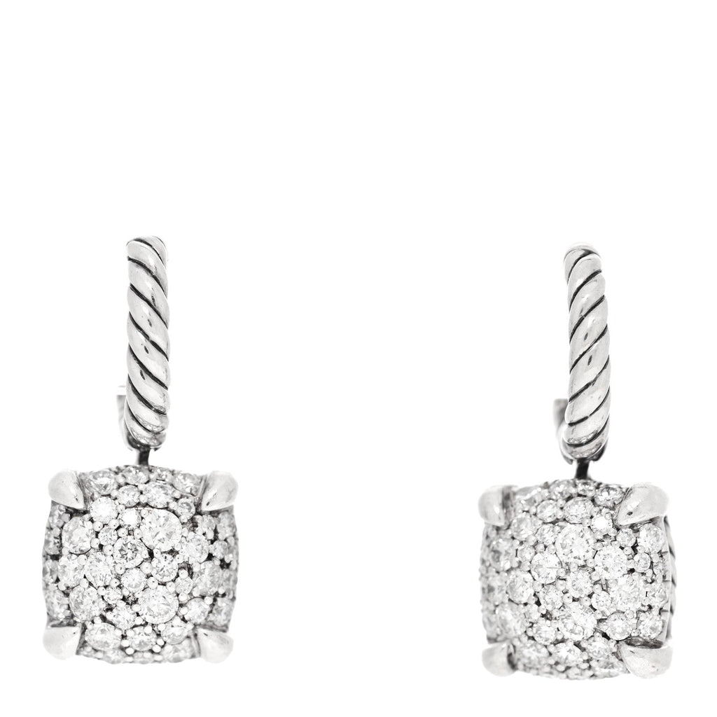 Sterling Silver Diamond 10mm Chatelaine Drop Earrings