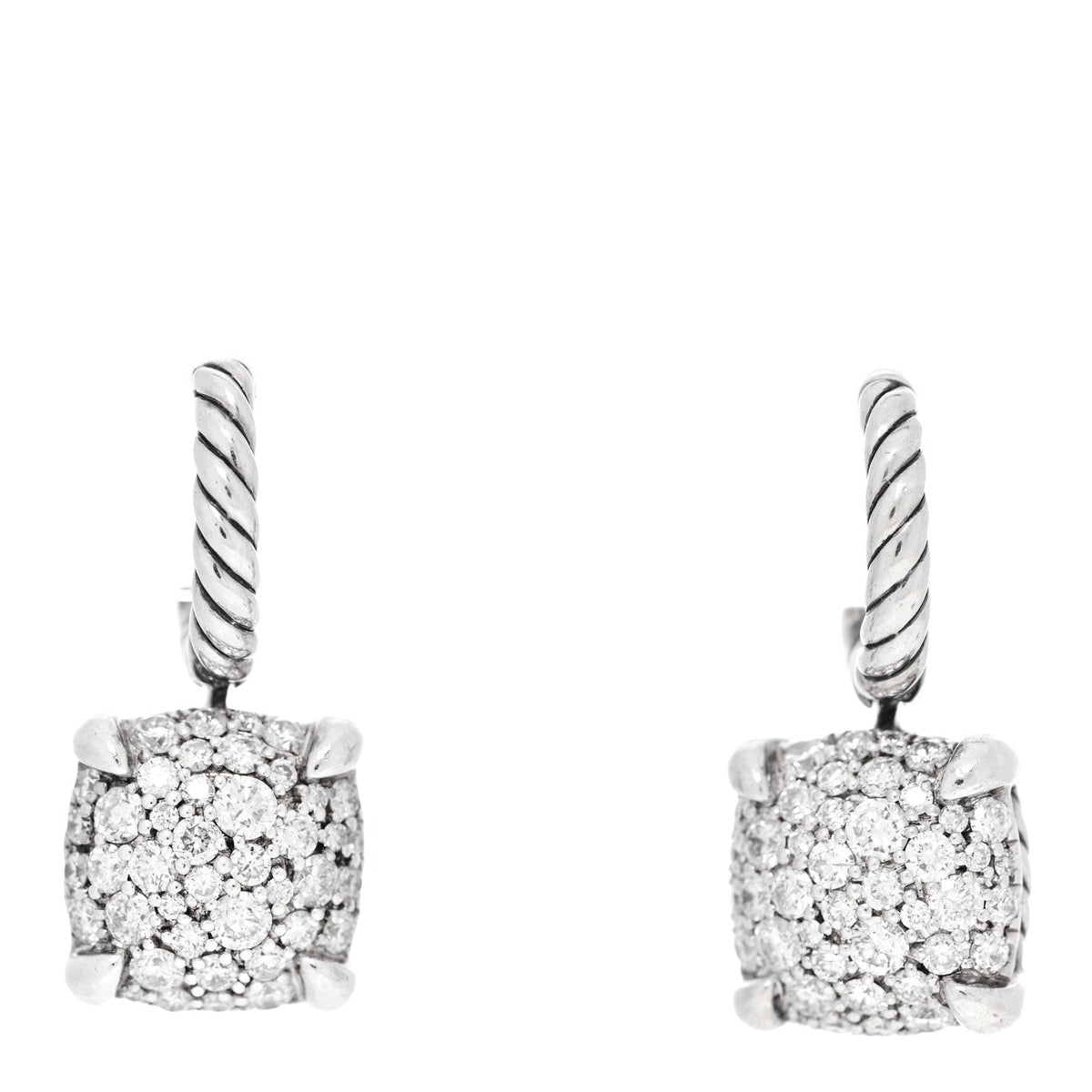 Sterling Silver Diamond 10mm Chatelaine Drop Earrings