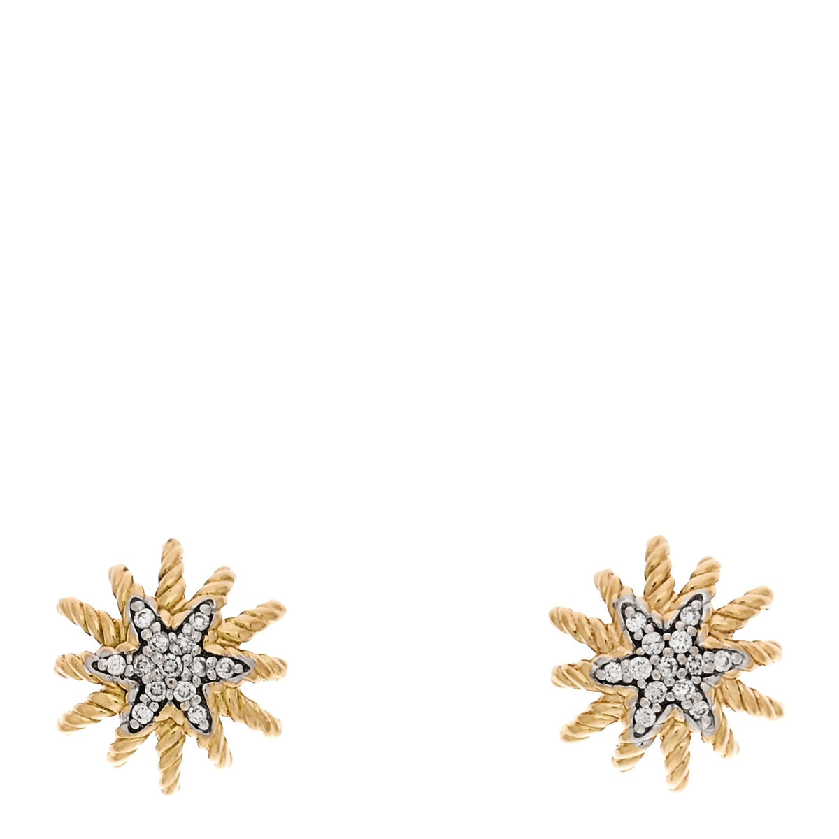 18K Yellow Gold Diamond 10mm Starburst Earrings