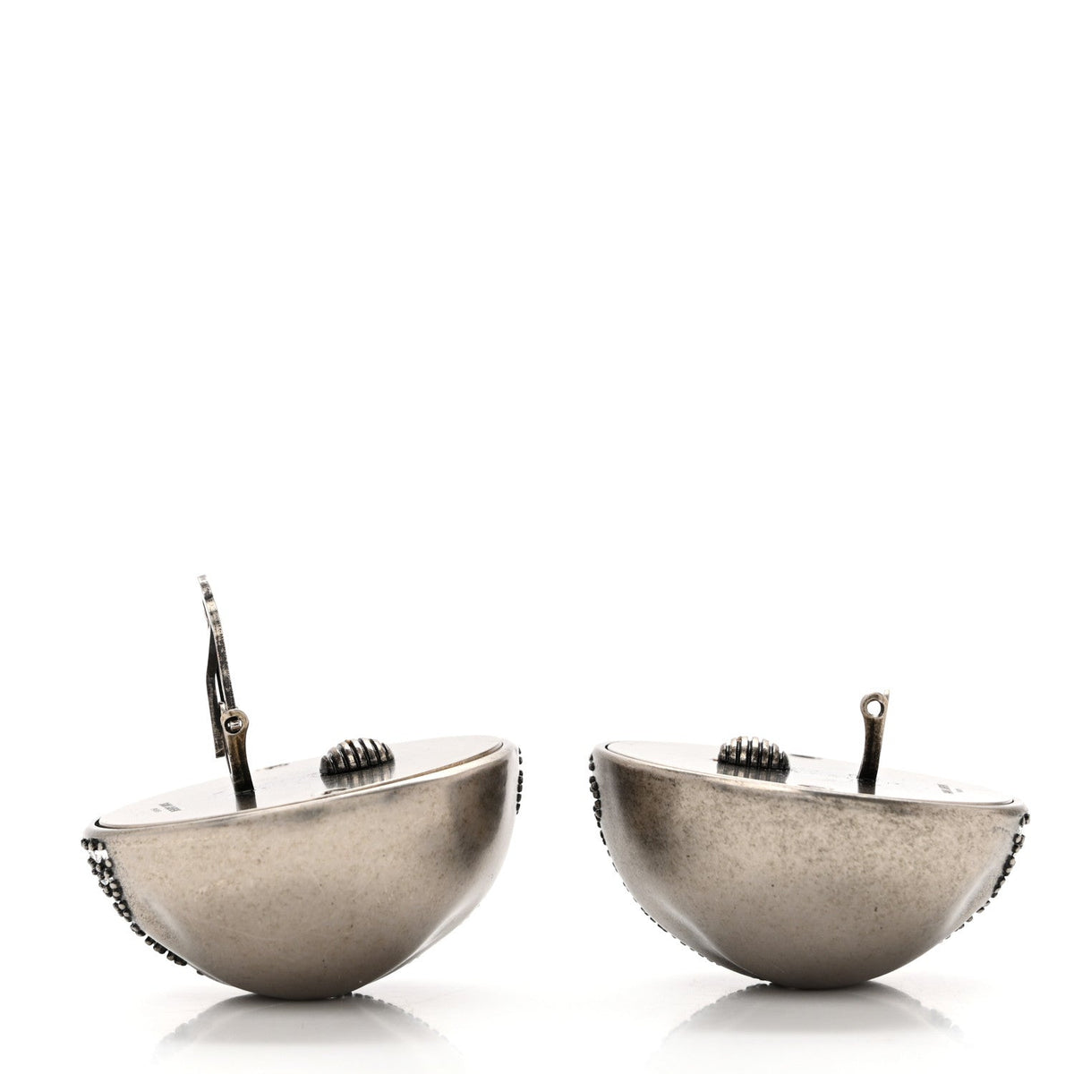 Brass Crystal Oversized Ball Clip On Earrings Silver
