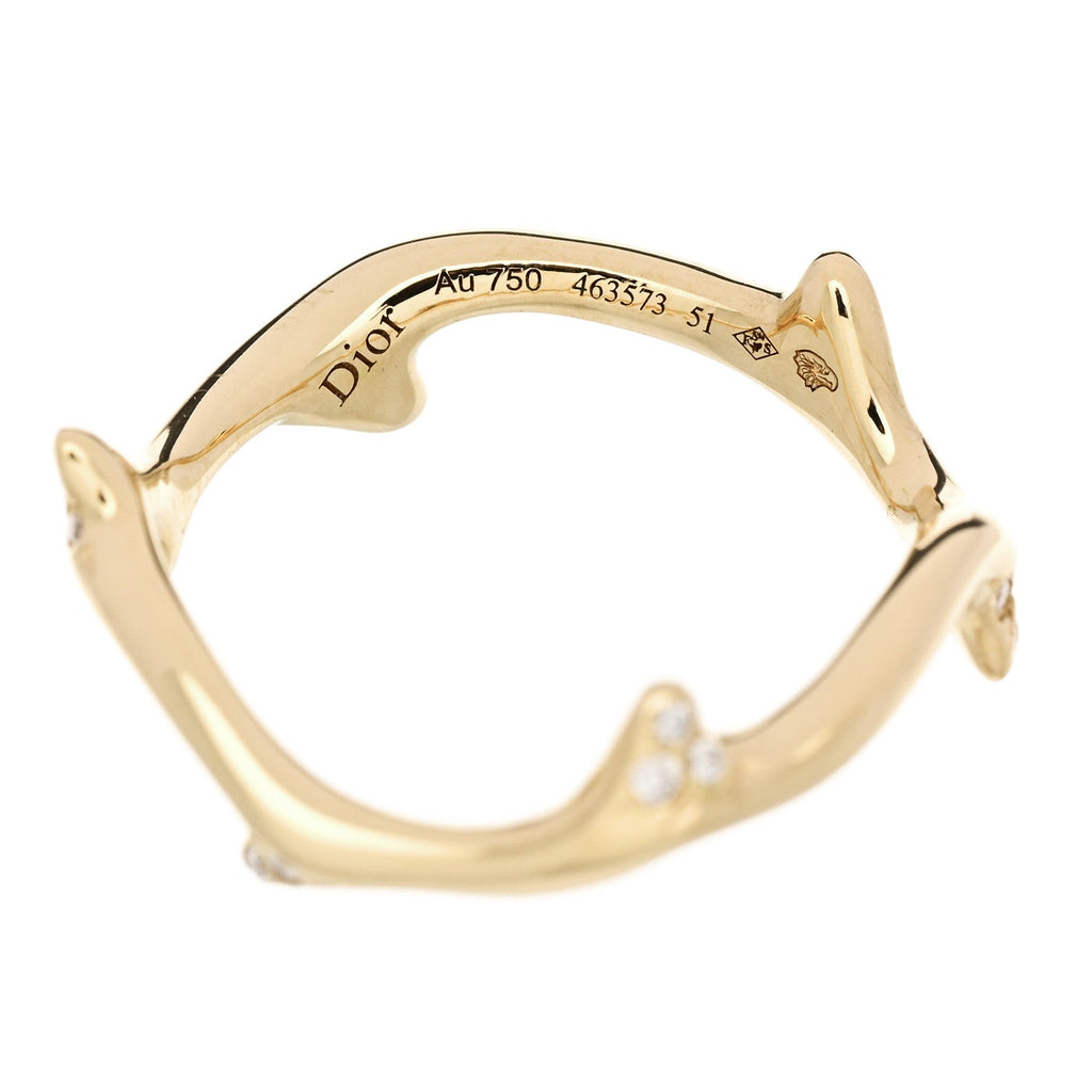 18K Yellow Gold Diamond Bois de Rose Ring 51 5.75