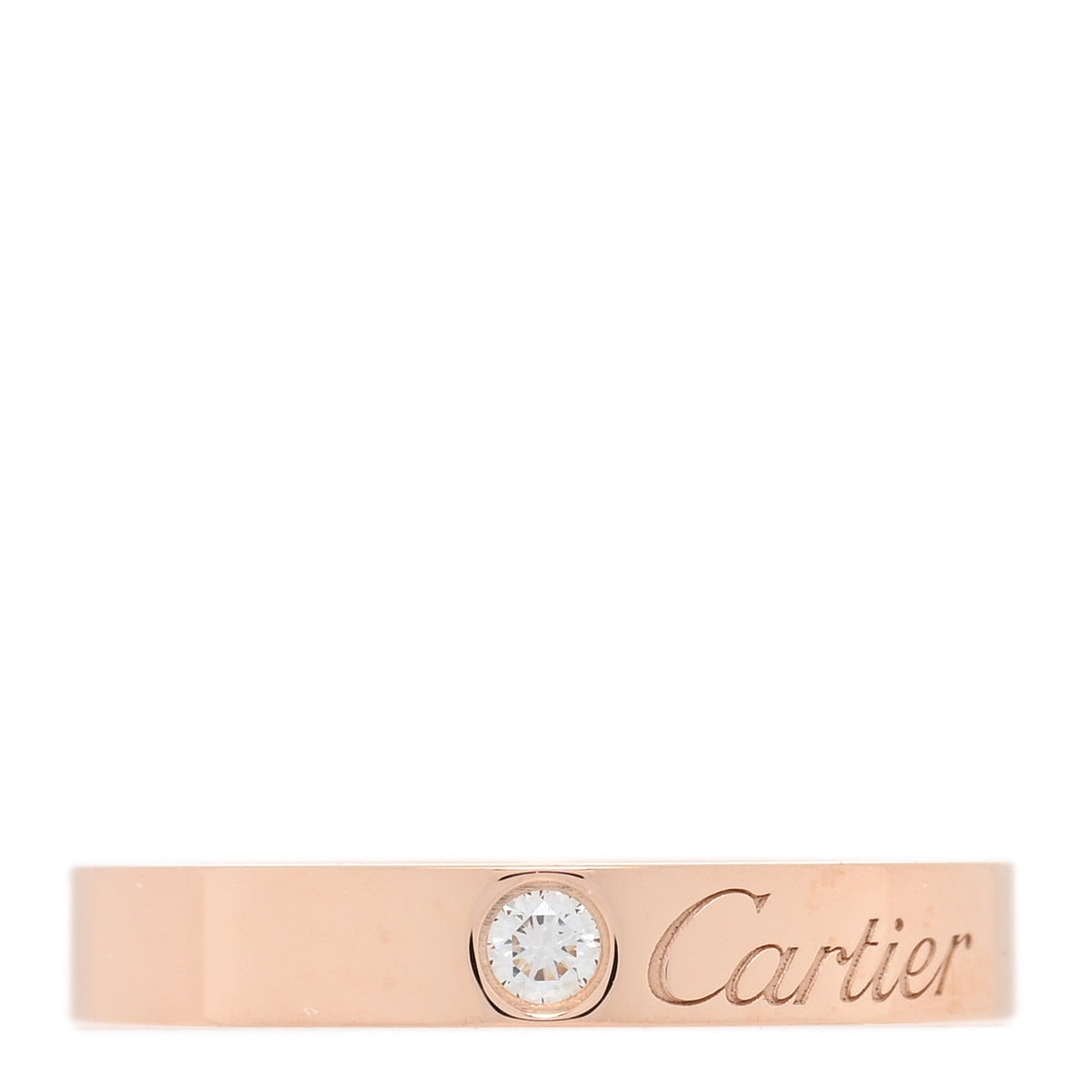 18K Pink Gold Diamond 3mm C De Cartier Wedding Band Ring 46 3.75
