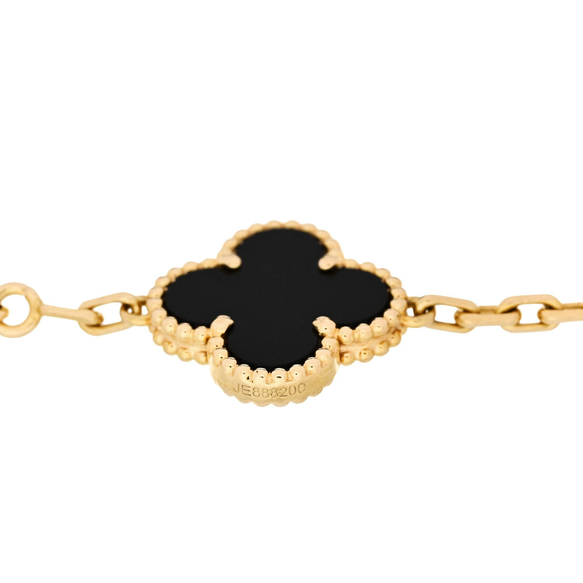 18K Yellow Gold Black Onyx 5 Motifs Vintage Alhambra Bracelet