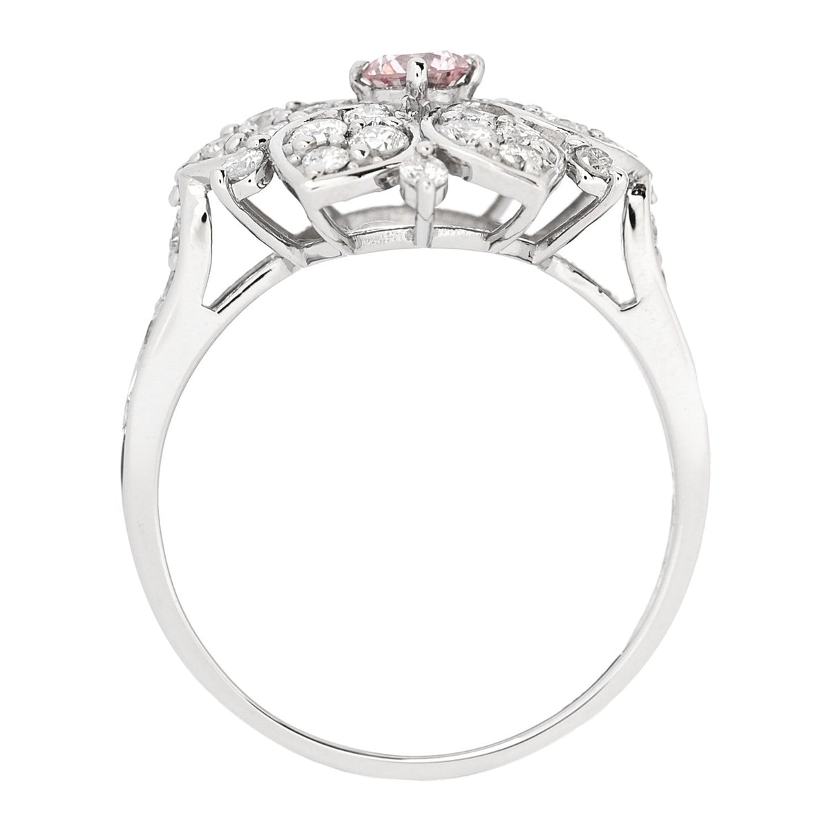 Platinum Diamond Pink Diamond .19ctw Flower Ring  53 6.25