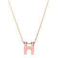 Lacquered Gold Pop H Pendant Necklace Rose Dragee